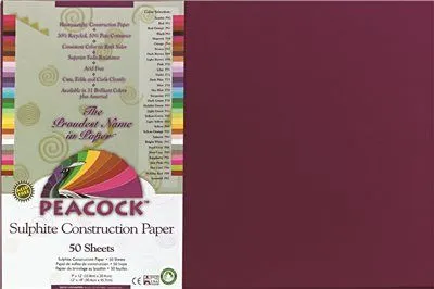Peacock Sulphite Construction Paper 76 Lbs. 12 X 18 Burgundy 50 Sheets/Pack