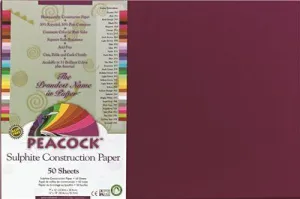 Peacock Sulphite Construction Paper 76 Lbs. 12 X 18 Burgundy 50 Sheets/Pack