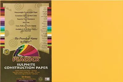 Peacock Sulphite Construction Paper 76 Lbs. 12 X 18 Gold 50 Sheets/Pack
