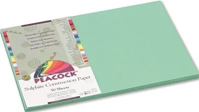 Peacock Sulphite Construction Paper 76 Lbs 12 X 18 Light Green 50 Sheets/Pk