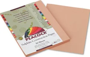Peacock Sulphite Construction Paper 76 Lbs 9 X 12 Light Brown 50 Sheets/Pack