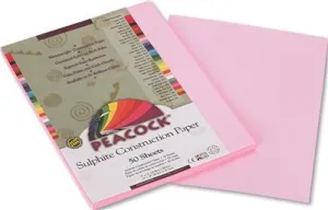 Peacock Sulphite Construction Paper' 76 Lbs.' 9 X 12' Pink' 50 Sheets/Pack