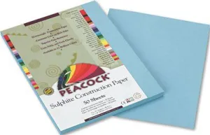 Peacock Sulphite Construction Paper 76 Lbs. 9 X 12 Sky Blue 50 Sheets/Pack
