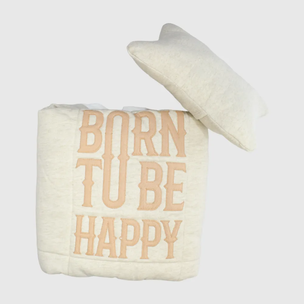 "Born To Be Happy" Baby Blanket   Pillow