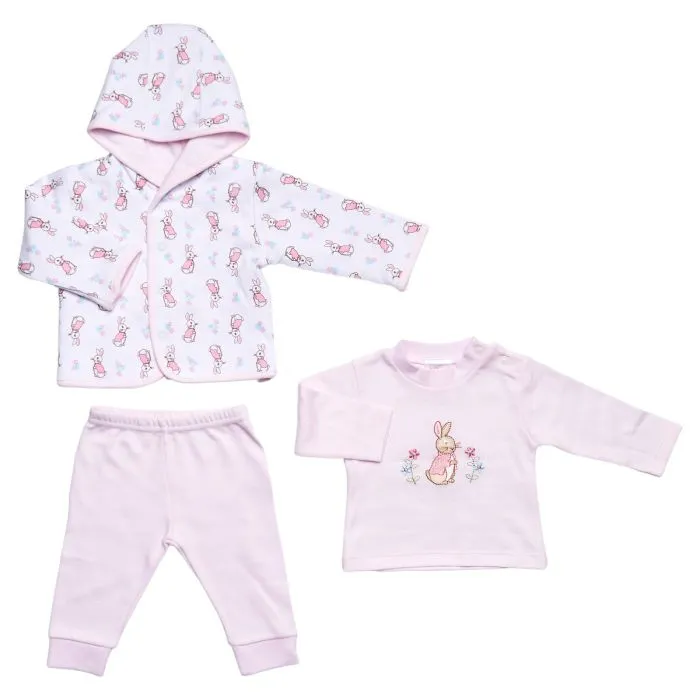 Rabbits & Flowers - 3 Piece Cotton Padded Jacket Set