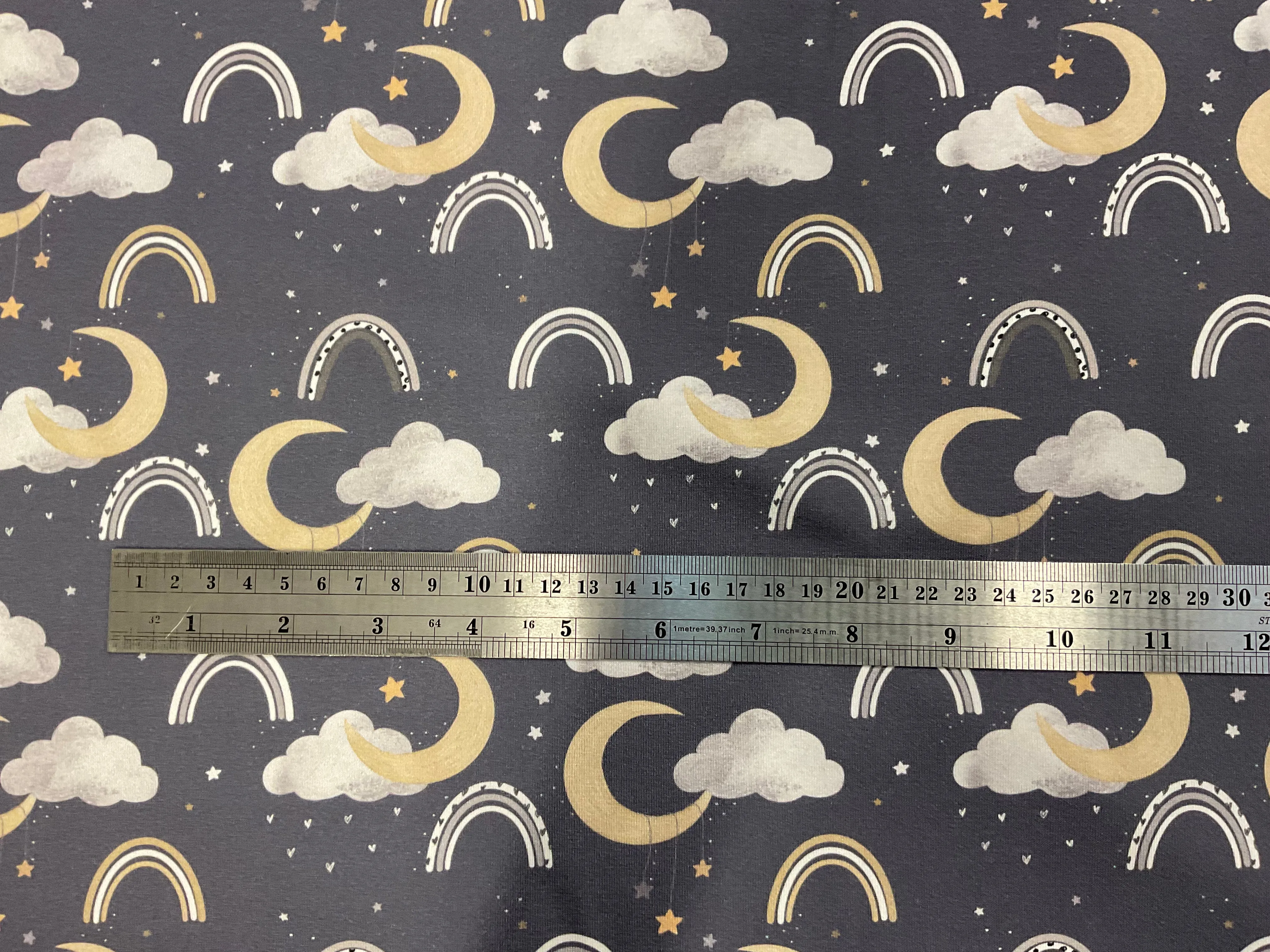 SALE Moon and Stars ORGANIC Cotton Jersey Fabric