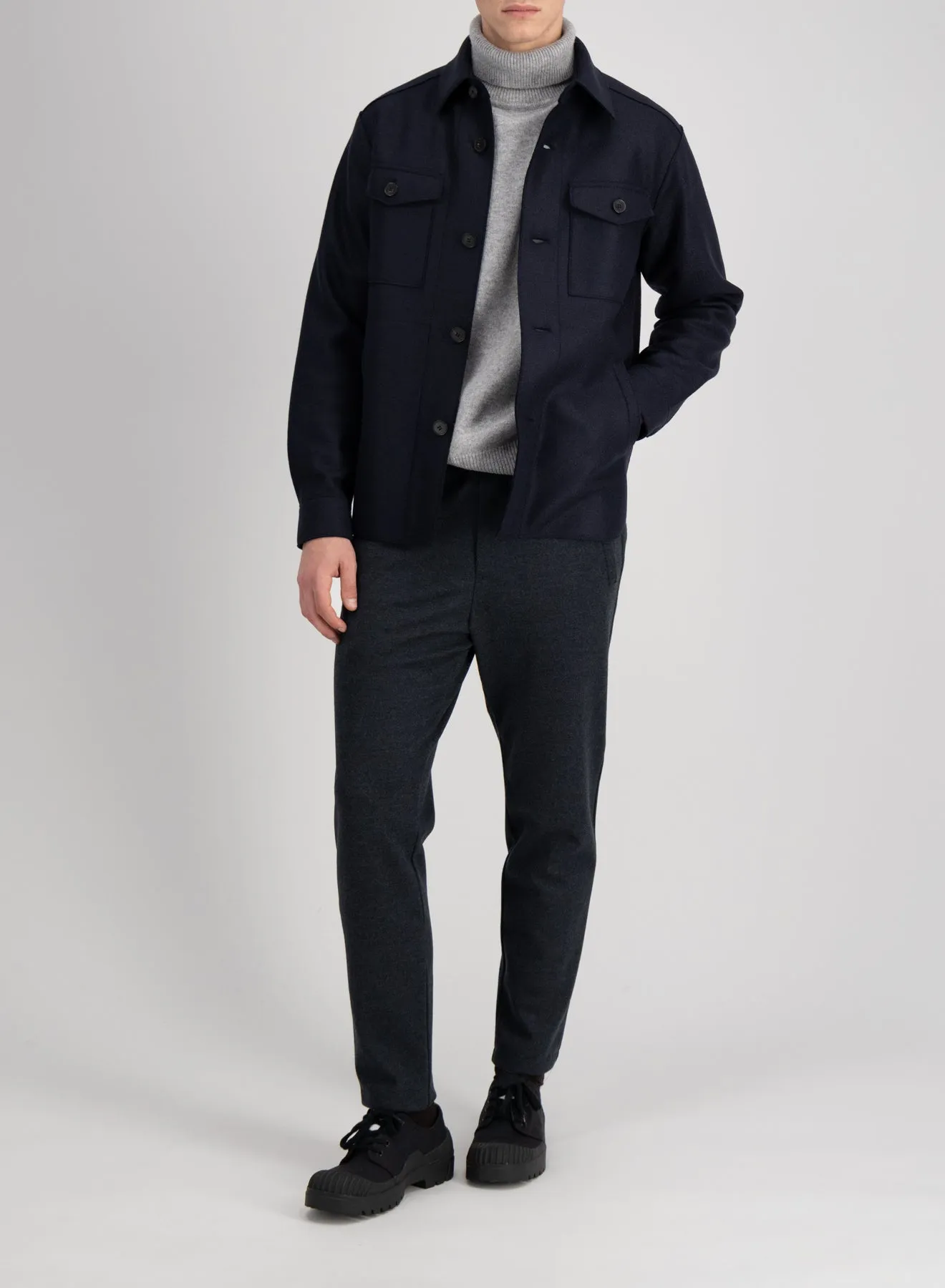 Shirt Jacket pressed wool - Navy