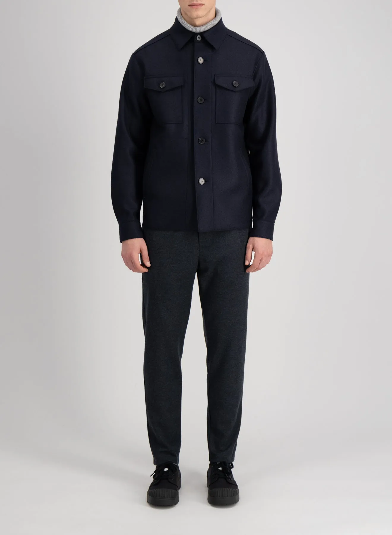 Shirt Jacket pressed wool - Navy