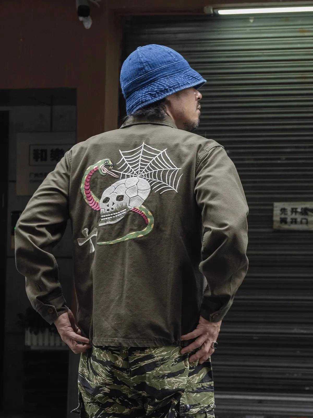 Vintage Vietnam War Skull & Snake Souvenir Tour Jacket - Zip Up Outerwear