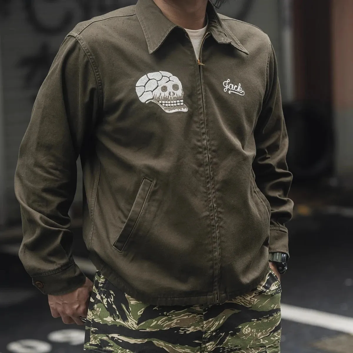 Vintage Vietnam War Skull & Snake Souvenir Tour Jacket - Zip Up Outerwear