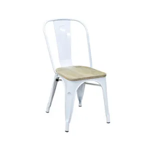 White Tolix Chair Natural Wood Seat