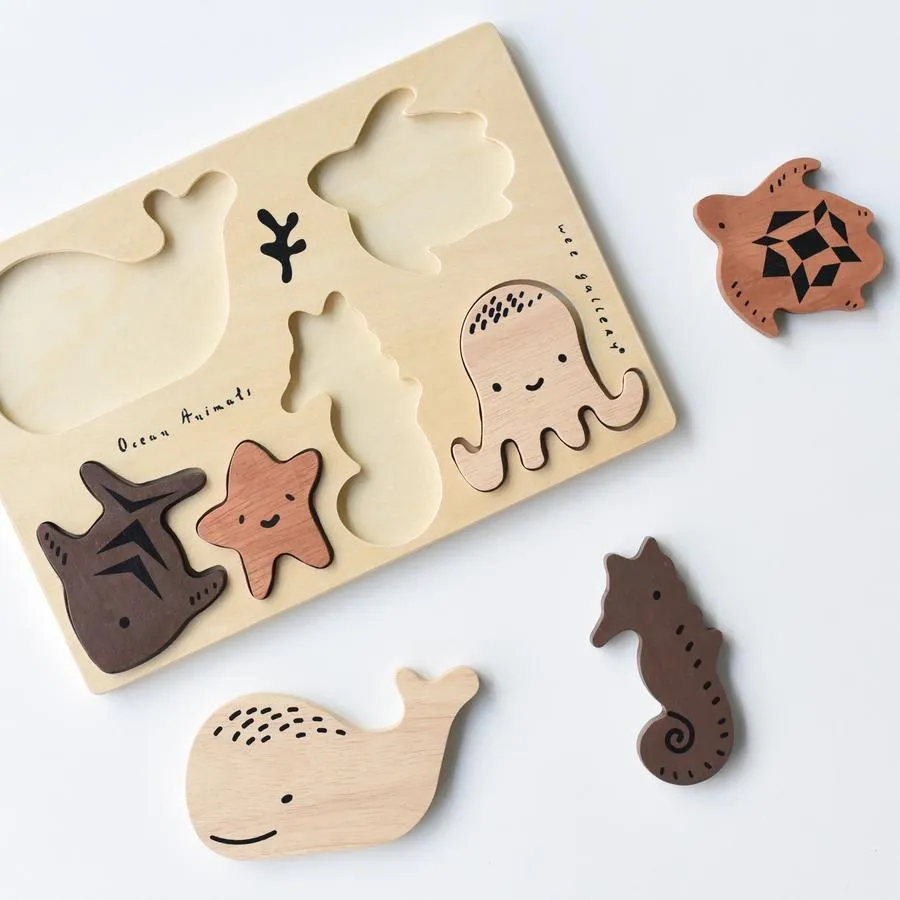 Wooden Tray Puzzle - Ocean Animals by Wee Gallery