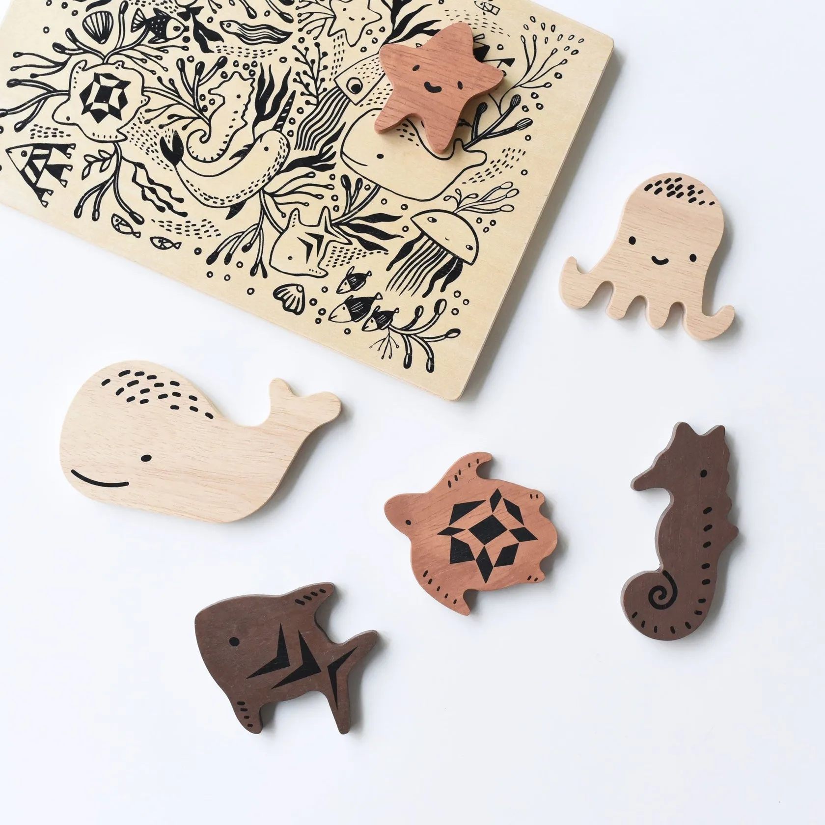Wooden Tray Puzzle - Ocean Animals by Wee Gallery